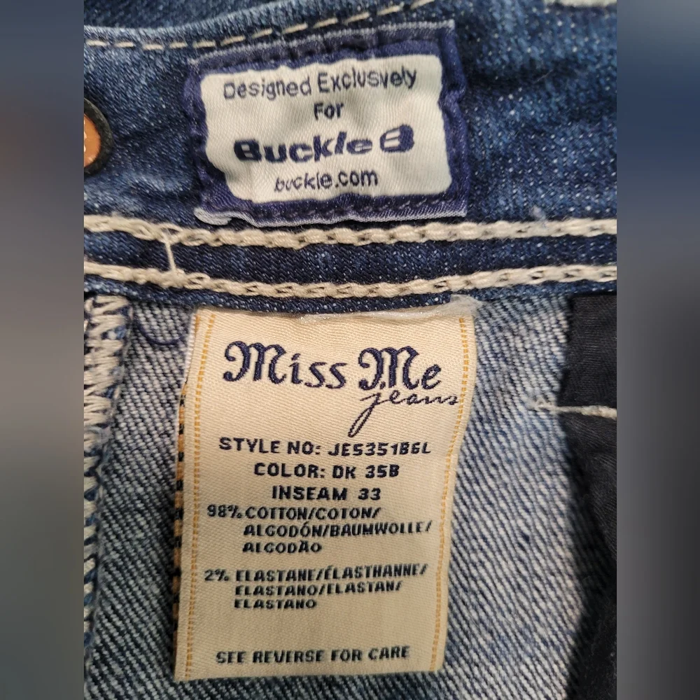 Miss Me Dark Blue Women's Bootcut Jeans Size 27 Bling Zebra Print - Picture 10 of 15